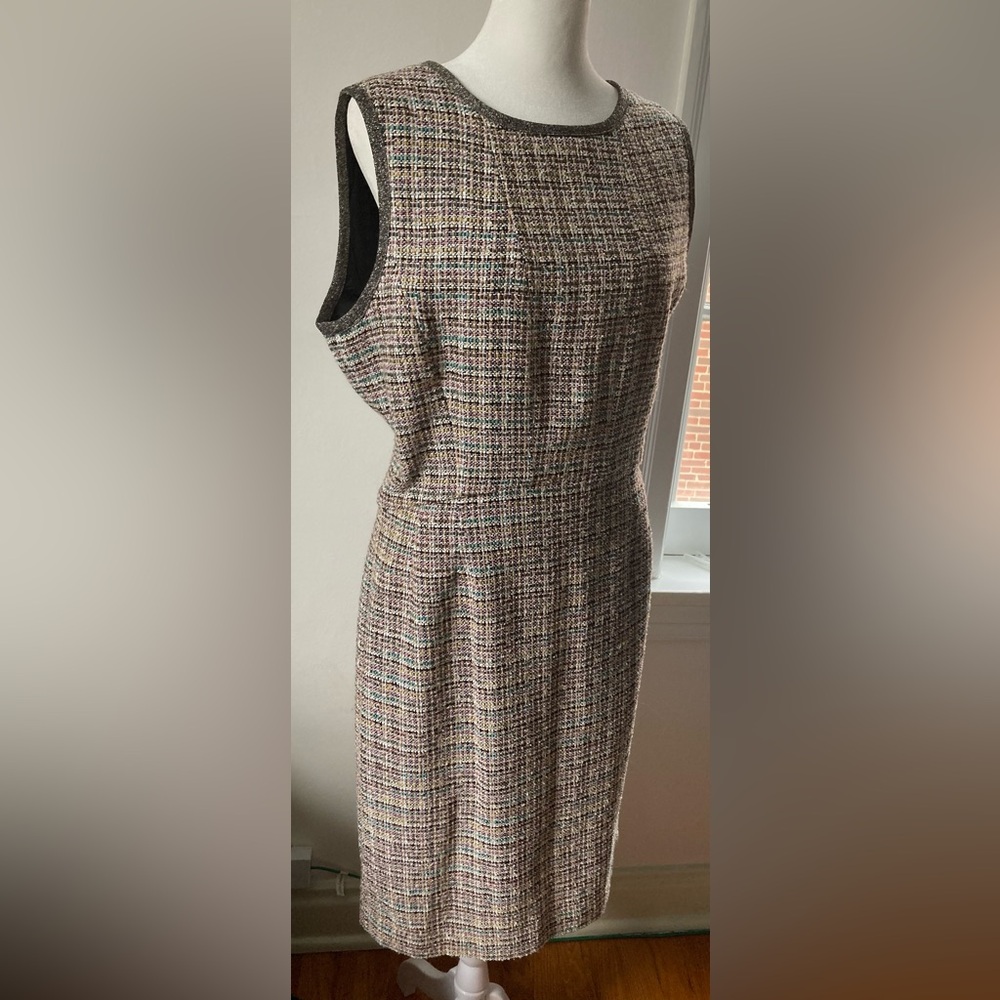 👗 Waist 33” Brooks Brothers Metallic Tweed Sheath Dress - Textured Classic ✨